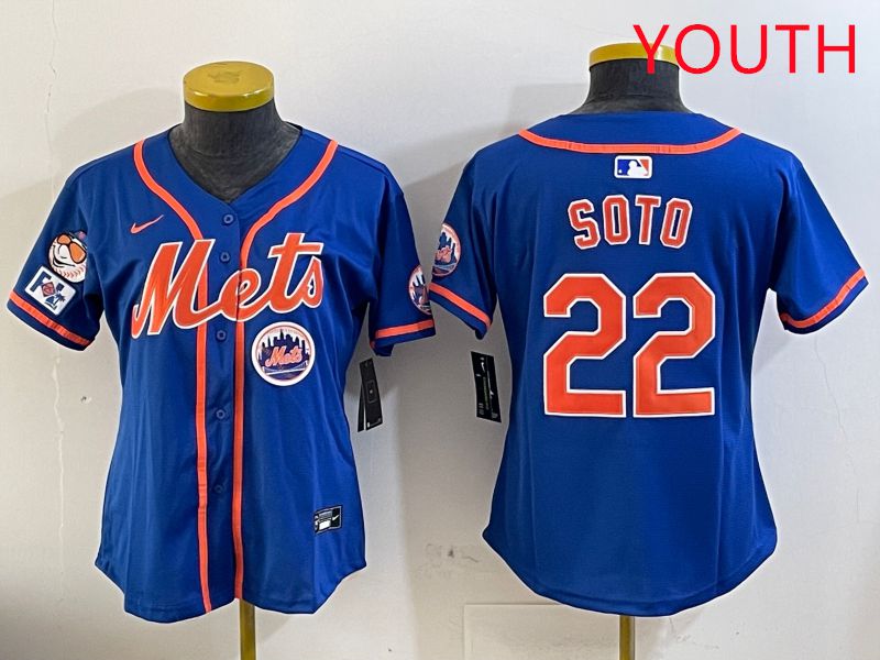 Youth New York Mets 22 Soto Blue Game Fashion 2025 Nike MLB Jersey style 5